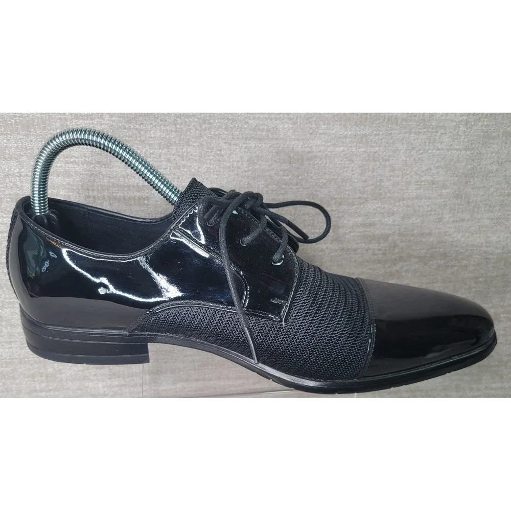 Stacy Adams Mens 21912-001 Black Patent Mesh Cap Toe Derby Dress Shoes 7.5M